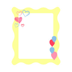 Pastel Colored Frame with Balloons and Hearts