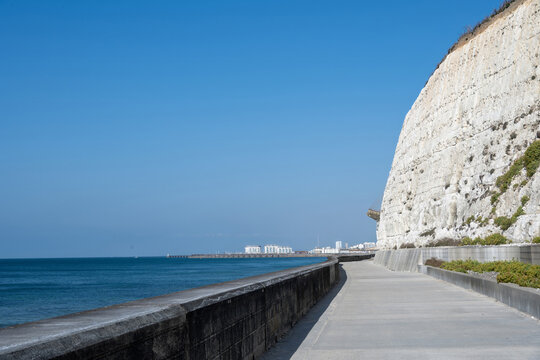 of The Undercliff Walk from Brighton to Saltdean a seawall at the base of the cliffs to protect the coastline which opened in 1933