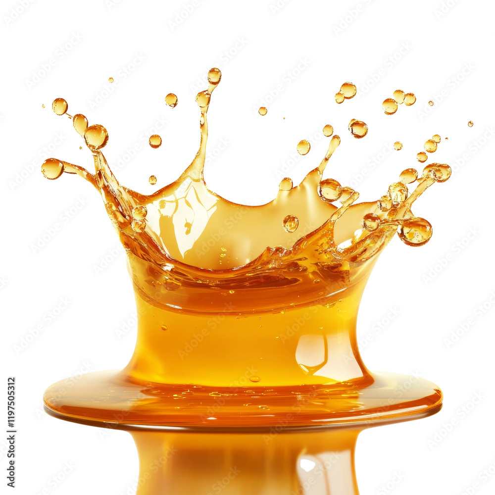 Poster A dynamic image showcasing a golden liquid creating a crown-shaped splash against a black background.