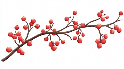 Nature-themed cartoon fruit branch icon for decoration use