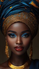 Stunning Brazilian Beauty in Gold Carnival Mask with Colorful Feathers, Radiant Smile & Festive Joy