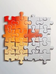 Fototapeta premium Puzzle Concept. Information Medium on Grey Gradient Background. Vector.