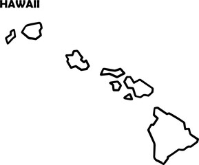 Hawaii USA map black outline