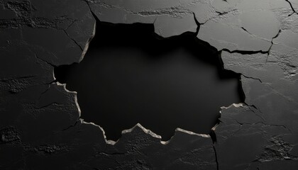 Cracked Wall Escape, dark background reveals a 3D hole with torn paper effect, enhancing the gritty atmosphere and depth.