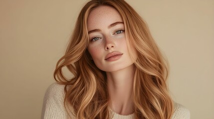 kobieta, europejka, jasnobrązowe włosy, średniej długości włosy, beżowa marynarka, biała bluzka, elegancja, profesjonalny look, biuro, minimalistyczny styl, bizneswoman, portret, zarządzanie, estetyka