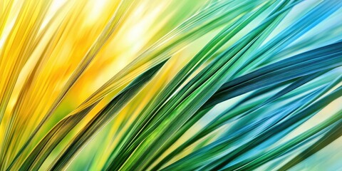 Obraz premium Tropical-inspired wave lines with green, yellow, and blue tones.