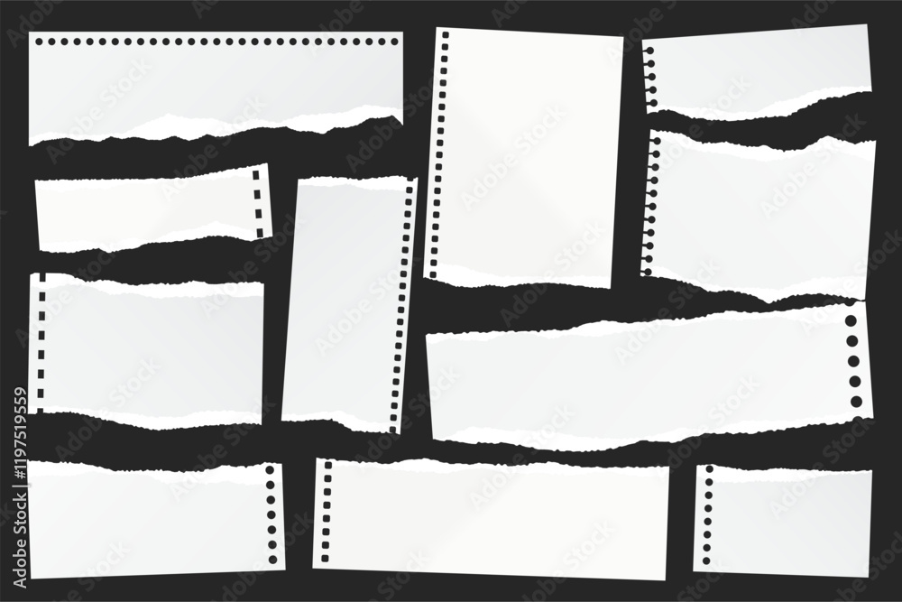 Canvas Prints ripped paper strips. realistic crumpled paper scraps with torn edges. shreds of notebook, book or ol