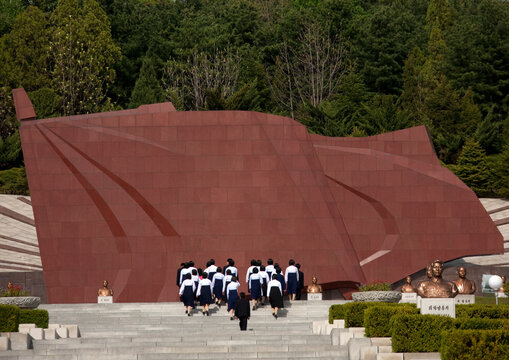 Giant stone flag of the Taesongsan revolutionary martyr's cemetery, Pyongan Province, Pyongyang, North Korea