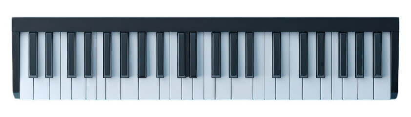 Naklejka premium Electronic piano keyboard with black and white keys on transparency background
