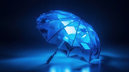 Creative glowing blue polygonal wallpaper. Science and technology concept. 3D Rendering.