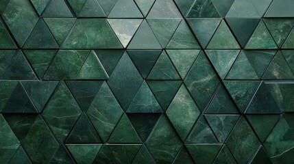 Green Triangular Pattern Tile Background for Interior Design