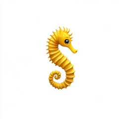 Fototapeta premium Vibrant Yellow Seahorse Illustration on White Background Capturing the Intricate Details and Playful Pose of This Unique Marine Creature