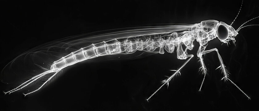 X-ray view of insect leg revealing tiny hairs and specialized structures for adaptation