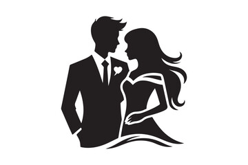 Couple icon silhouette illustration with white background. 2
