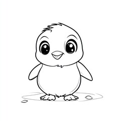 Obraz premium Cute penguin chick coloring page, white background