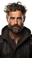 Fototapeta premium portrait of a young man with three days beard isolated on transparent background, cutout