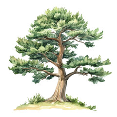 a watercolor of a yew tree, isolated on a white background. tree vector.

