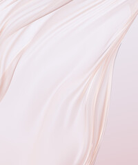 Delicate background featuring flowing, creamy-white fabric or silk-like textures. Smooth fabric, undulating curves and soft, pearlescent highlights,  elegant and ethereal aesthetic. 3d rendering
