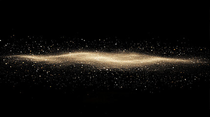 Fototapeta premium Subtle golden sparkle light effect scattered across black background, creating mesmerizing and enchanting atmosphere. Perfect for adding touch of magic to any design