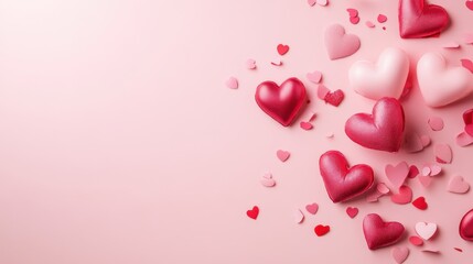 A whimsical array of vibrant hearts dances across a soft pink canvas, embodying the spirit of love and affection this Valentine's Day.
