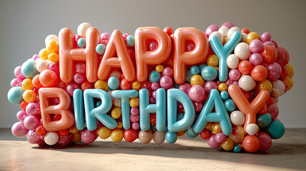 Happy Birthday Balloons: A cheerful and vibrant arrangement of pastel-colored balloons spelling out "Happy Birthday."  Perfect for celebrating a special occasion.