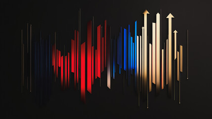 Abstract black background with Colorful charts and graphs with statistics to innovative analyze business potential and forecast future development of companies growth.