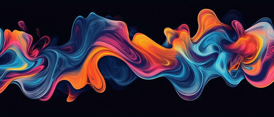 Obraz premium Colorful abstract fire shapes swirling on a black background in artistic display