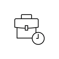 Briefcase with clock icon Flat fill set collection