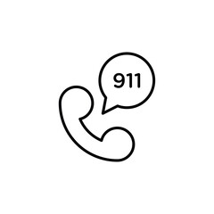 Fototapeta premium Call 911 phone number icon Flat fill set collection