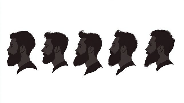 Stylish Men's Profiles with Beards and Hairstyles