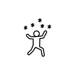 Child playing snow icon Flat fill set collection