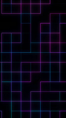 digital neon purple blue and black grid blocks background