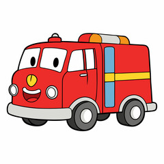 red fire truck cartoon