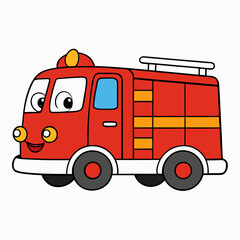 red fire truck cartoon