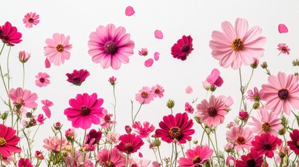 Vibrant Collection of Pink Flowers with Petals in Soft Background