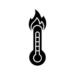 Thermometer icon Heat, warm, fire color editable 