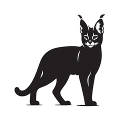 Detailed Serval silhouette for modern design purposes - Serval black vector
