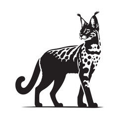 Captivating Serval silhouette for unique creative uses - Serval black vector
