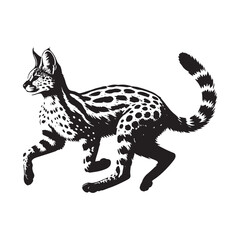 Stylish Serval silhouette for versatile media applications - Serval illustration - minimallest Serval vector
