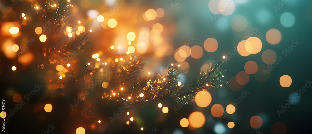 Wall mural captivating christmas backdrop with blurred tree lights creating a cozy, festive product display atm