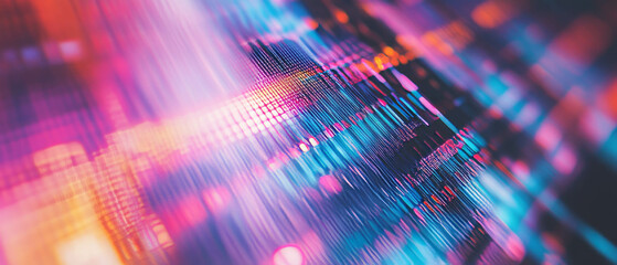 Glitch effect overlay with vibrant colors creating an abstract digital texture in bold hues