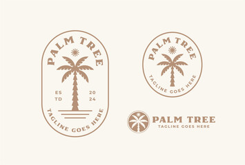 Palm tree vintage logo design template 