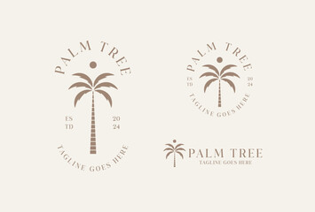Palm tree vintage logo design template 