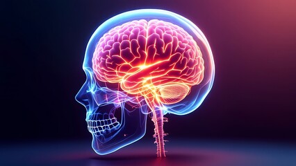 Meningitis inflammation on the brain and spinal cord. 3d illustration