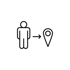 Man going to destination icon Flat fill set collection