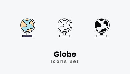 Globe Icons thin line and glyph vector icon stock illustration