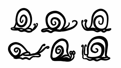 snail clip art vector illustrations Isolated on white. Hand drawn elements simple design for versatile use © Artmoreink