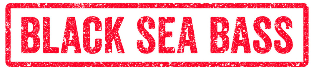 Black Sea Bass Stamp Transparent Seal, Red Grunge Black Sea Bass Word Rubber Stamp Seal