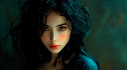 Fototapeta premium a realistically beautiful girl of Asian nationality, beautifully styled hair