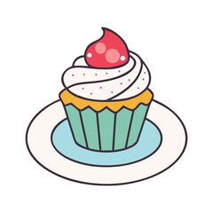 cupcake on plate icon, cupcake on plate vector illustration-simple illustration of cupcake on plate, perfect for cupcake on plate logos and themed design 